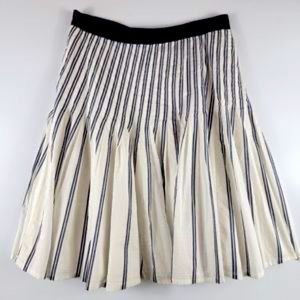 Anthropologie Floreat skirt. White, pleated black vertical stripes. Fully lined!